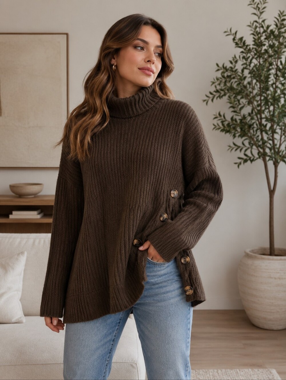 Cloth By Design Green Turtleneck Sweater Size M